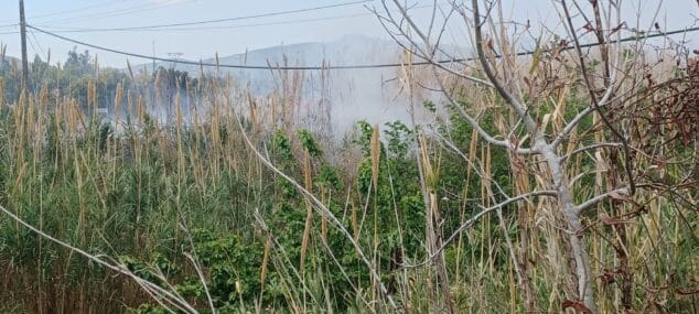 Imagen: Columna de humo del incendio en el cauce del río | Foto del anterior incendio