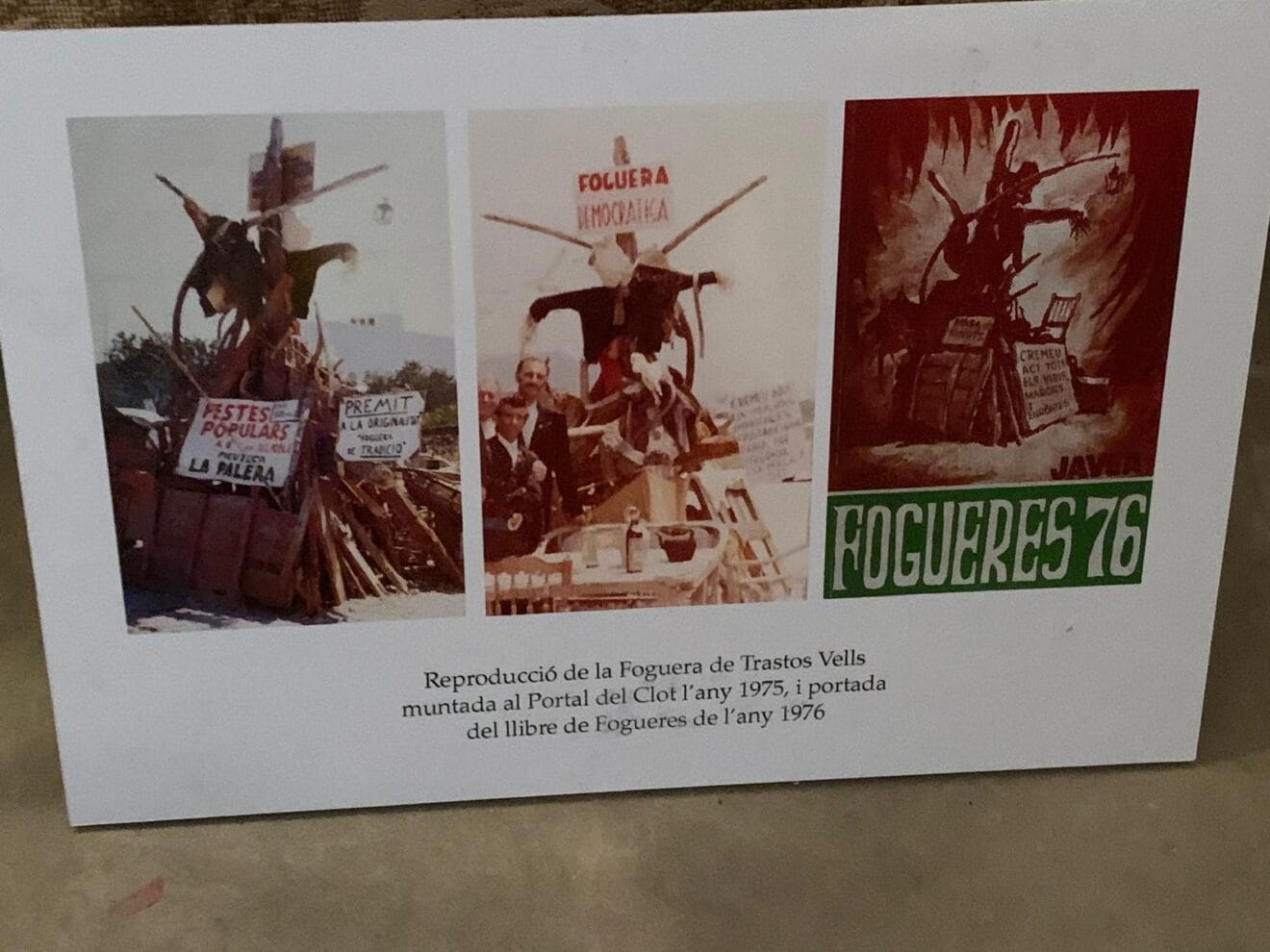 Cartel explicativo de la Foguera de Trastos Vells de 1975