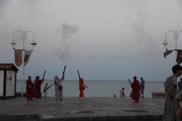 Batalla de arcabucería antes de la reconquista del castillo