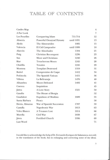 Listado de castillos en el libro Costa Blanca