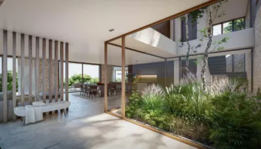 Amplio salón de diseño moderno y cálido