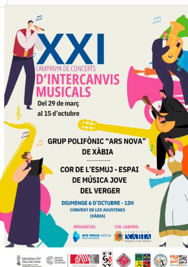 Cartel de la XXI Campaña de Intercambios Musicales entre Xàbia y El Verger