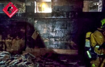 Vom Brand betroffener Raum in Xàbia