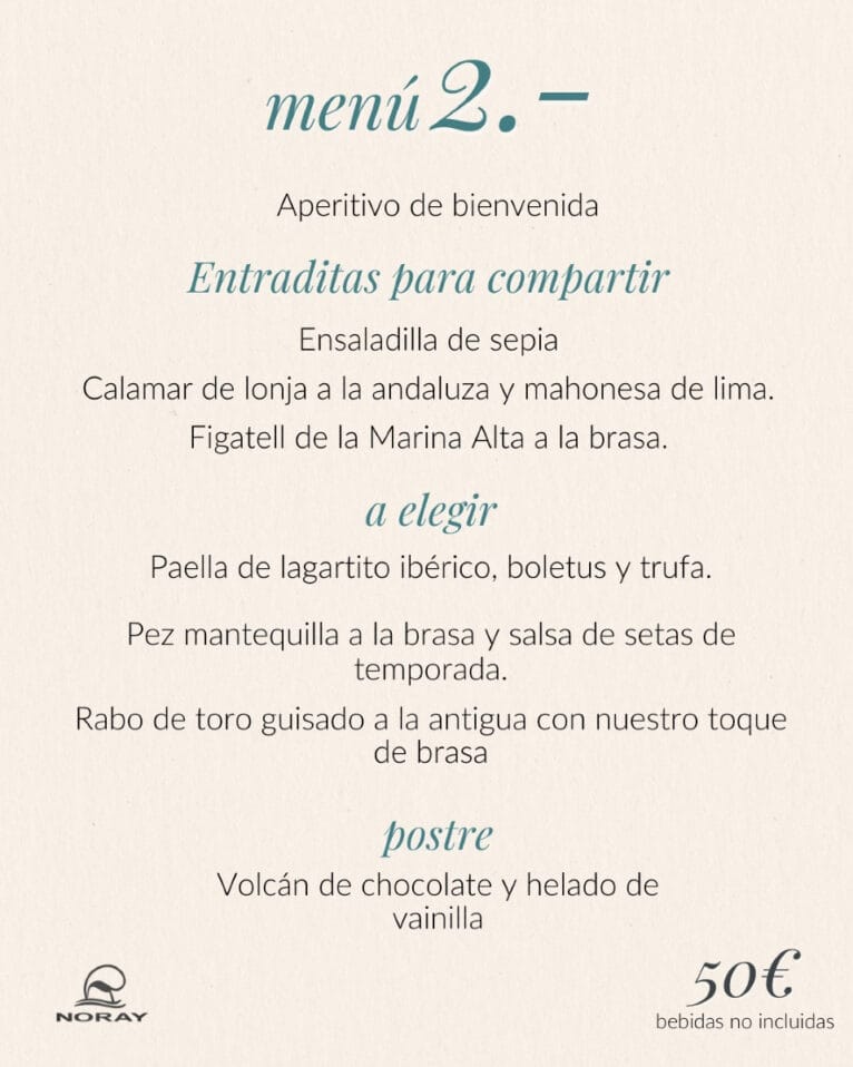 Un menú especial para grupos para disfrutar en Restaurante Noray