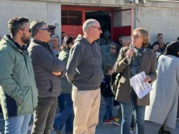 Rosa Cardona durante la protesta de los pescadores