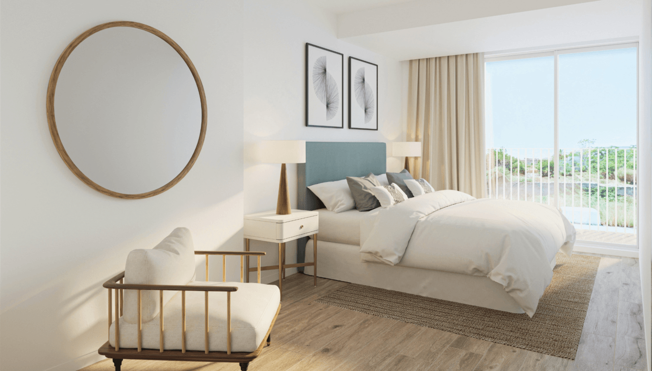 Relájate en un cómodo y amplio dormitorio como este