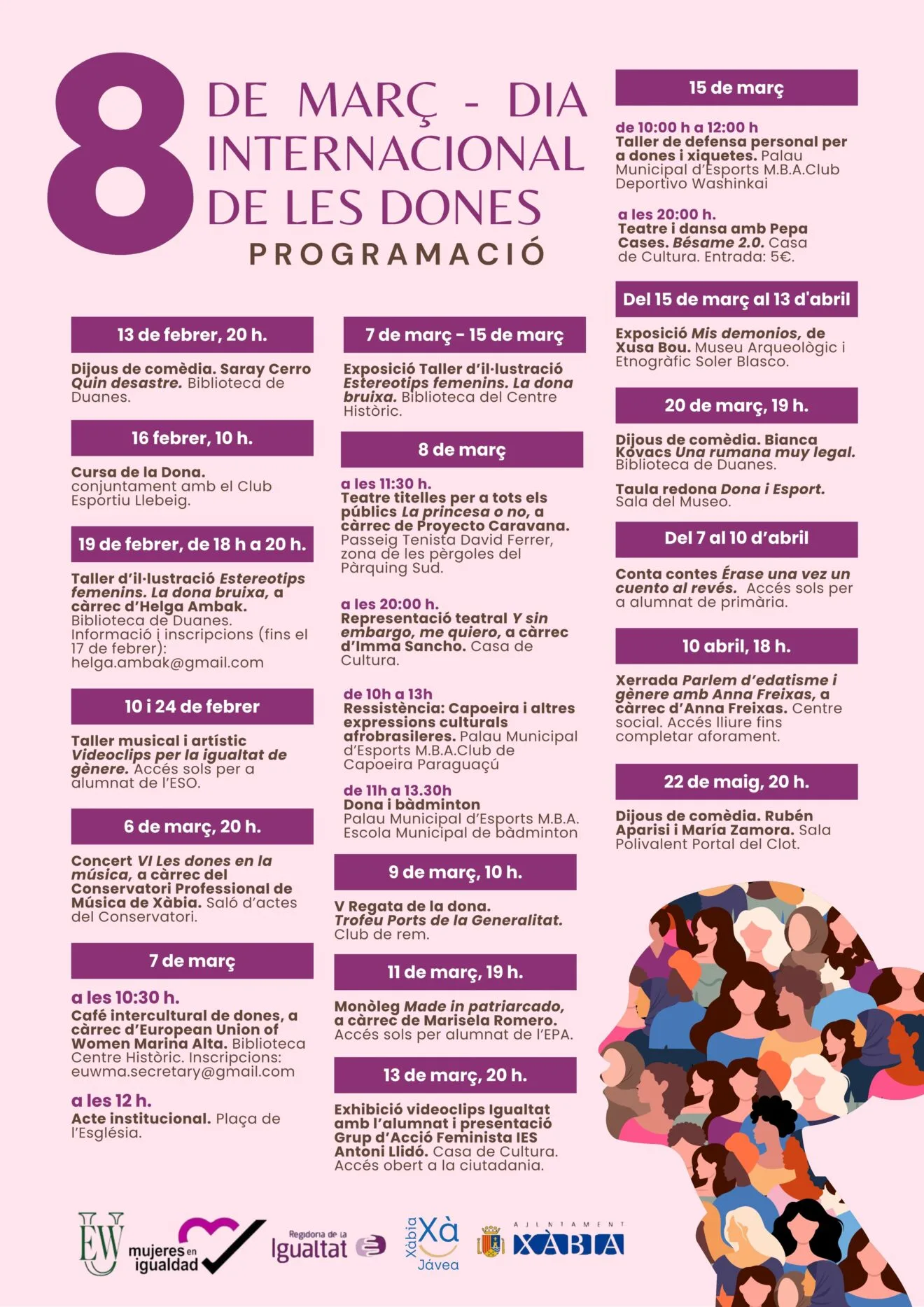 Cartel programación 8M Xàbia 2024