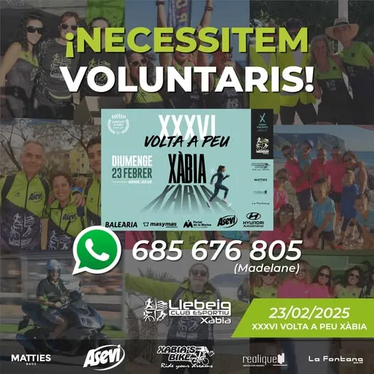 Cartel de voluntarios para la Volta a Peu Xàbia 2025