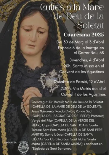 Cartel actos de culto a la Virgen de la Soledad