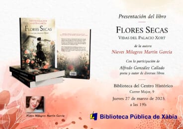 Cartel de la presentación de ‘Flores secas’ de Nieves Martín Castellano en Xàbia