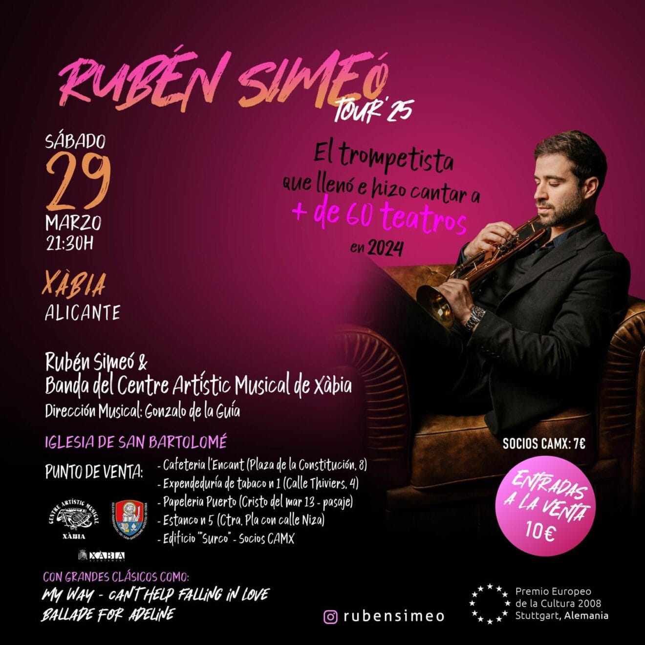 Cartel del Concierto de Rubén Simeó en Xàbia