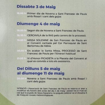 Actos San Francisco de Paula