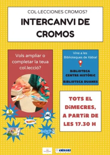 Cartel de la actividad de intercambio de cromos