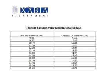 Horarios del tren turístico a la Granadella 2025
