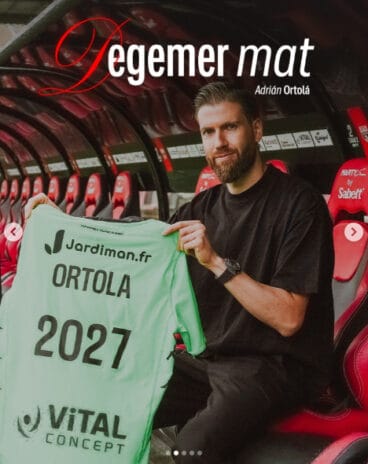 Adrián Ortolà en la presentación del fichaje del equipo francés