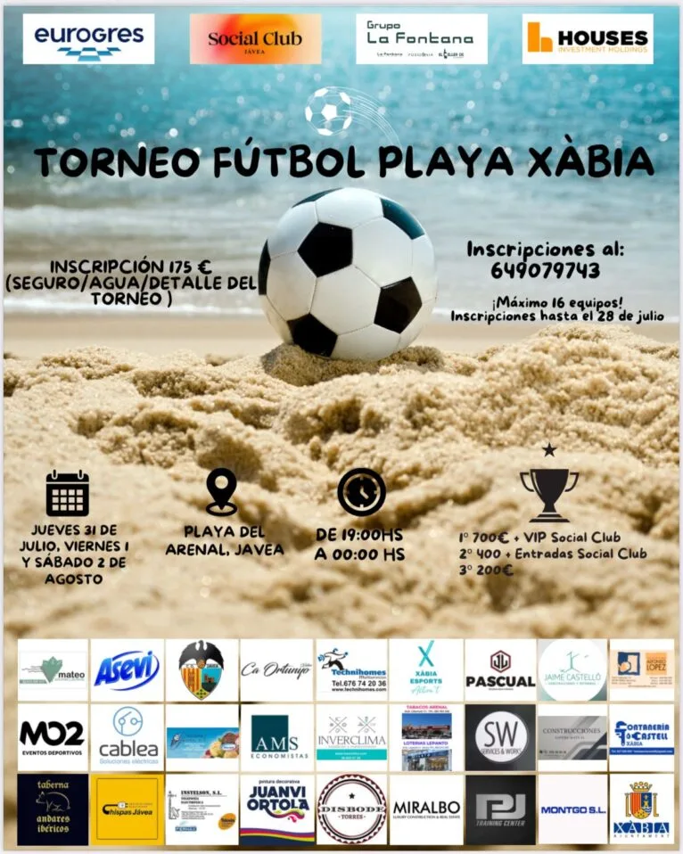Cartel I Torneo futbol playa Xàbia