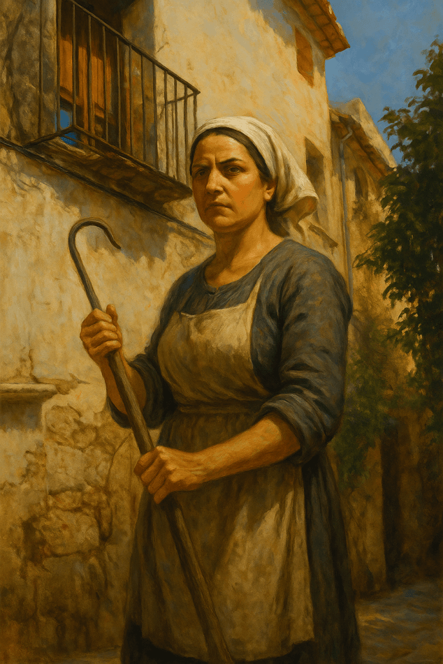 Imagen: Interpretación de Magdalena Codina en su horno y su palo. Archivo particular