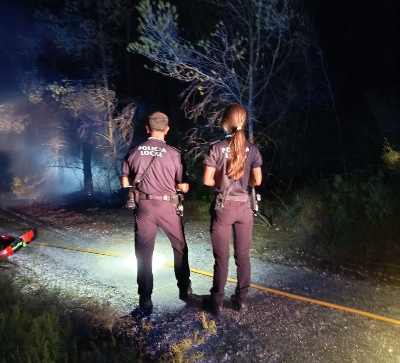 Policía Local de Xàbia en el incendio