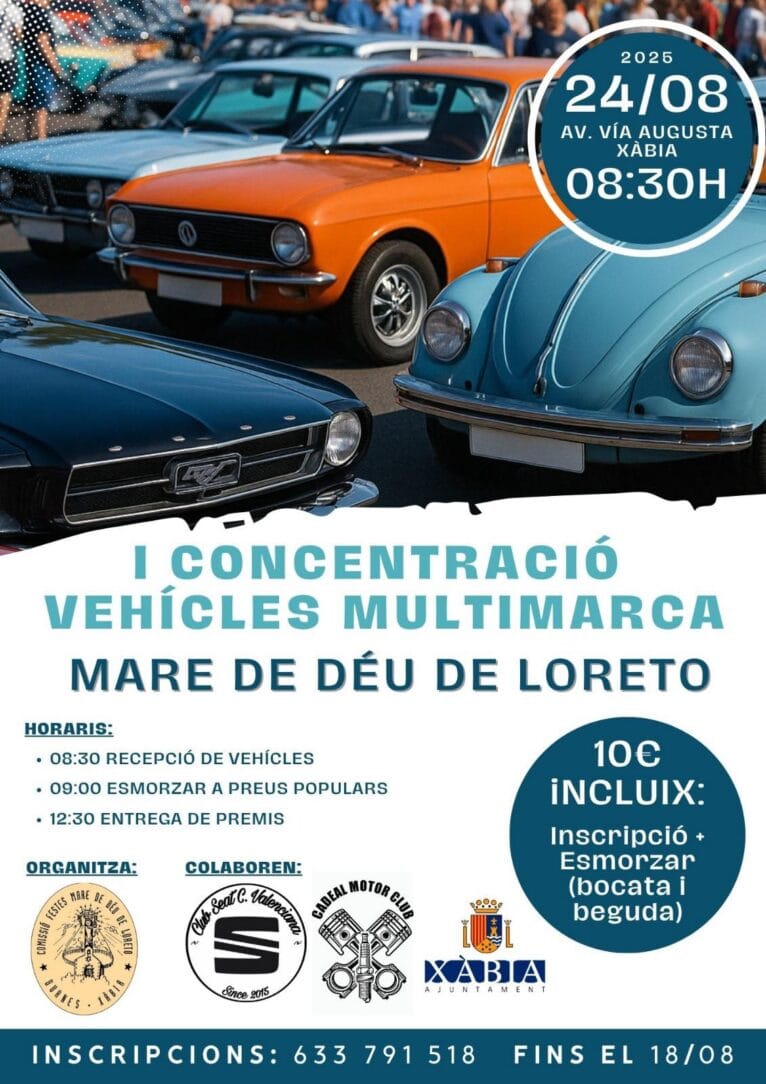 Cartel de la concentración de vehículos antiguos