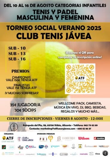 Cartel del torneo de tenis para los más pequeños