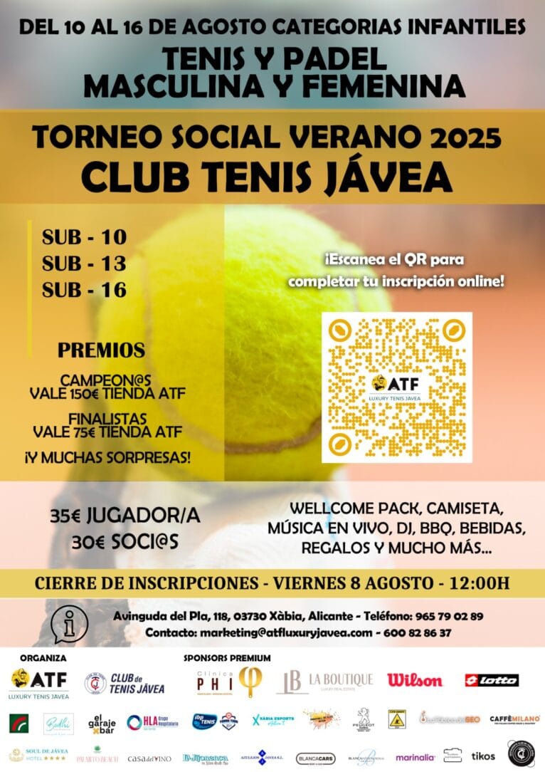 Cartel del torneo de tenis para los más pequeños