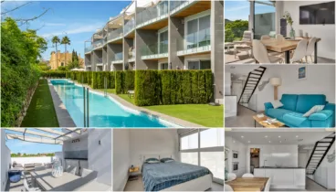 Apartamento moderno de tres niveles con terraza privada, garaje y piscina comunitaria en el Arenal