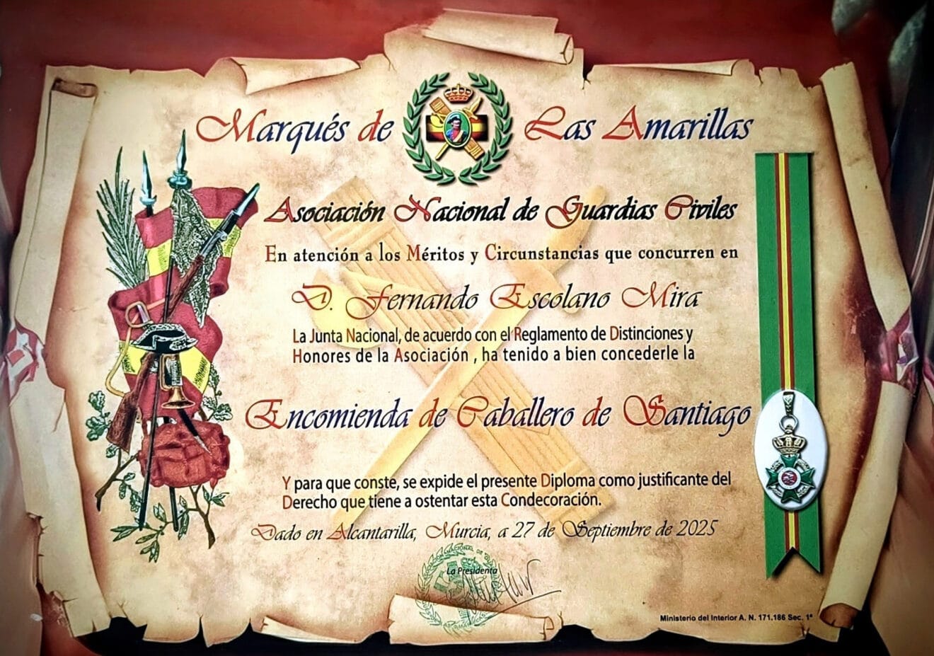 Encomienda al Oficial Fernando Escolano de Xàbia
