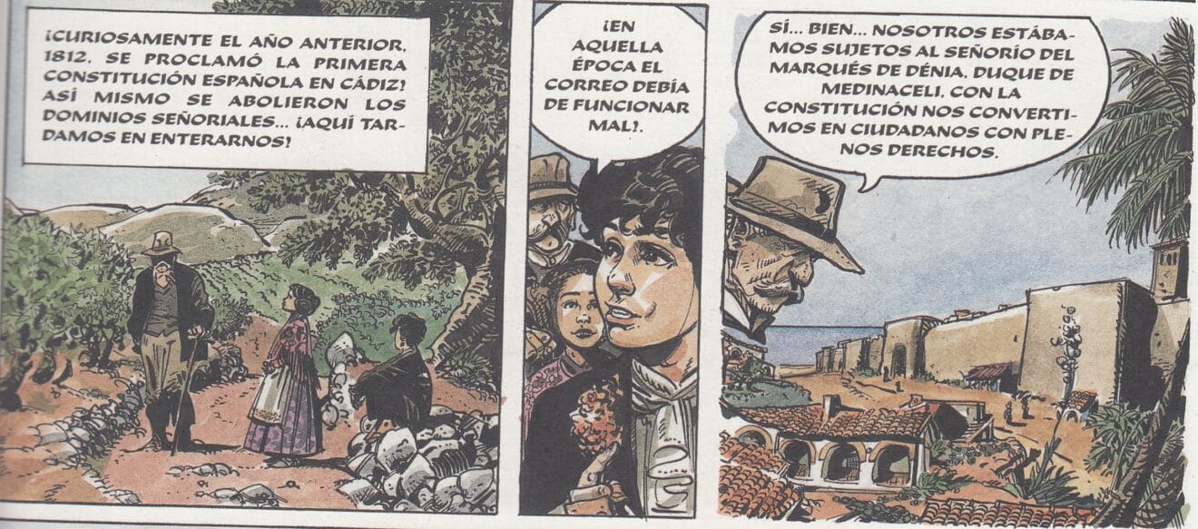 Viñetas de 'Las Aventuras de Xàbia' de Drappier