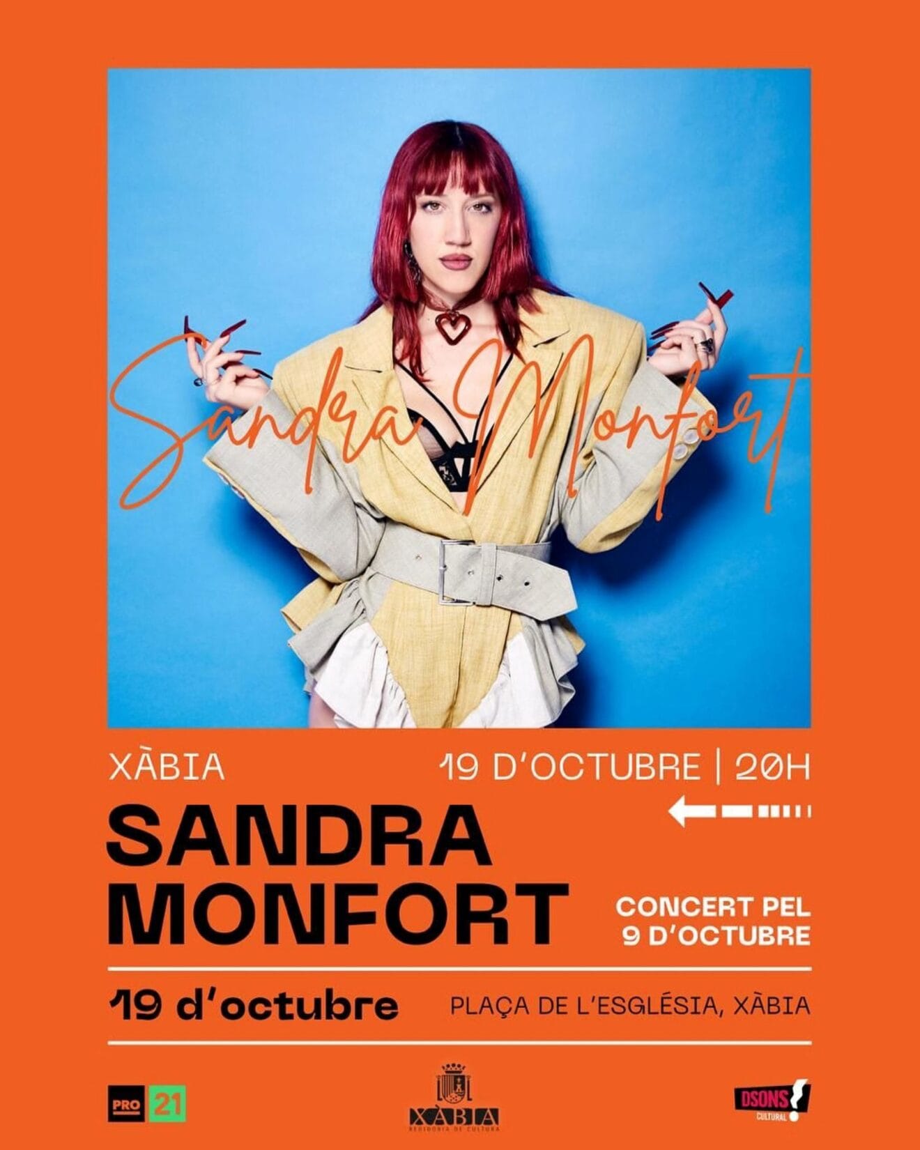 Cartel de la nueva fecha del concierto de Sandra Monfort en Xàbia