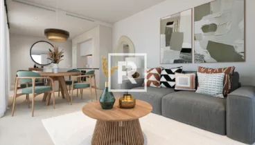 Salón de concepto abierto con conexión directa al exterior
