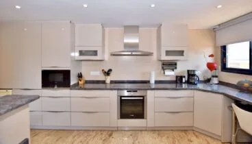 Cocina americana moderna con electrodomésticos integrados