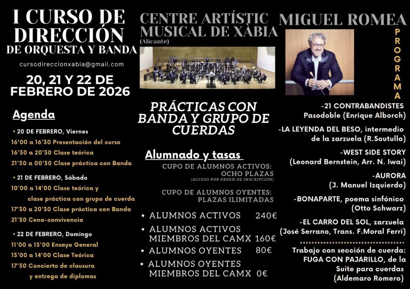 Programación del Curso de Dirección de Orquesta y Banda