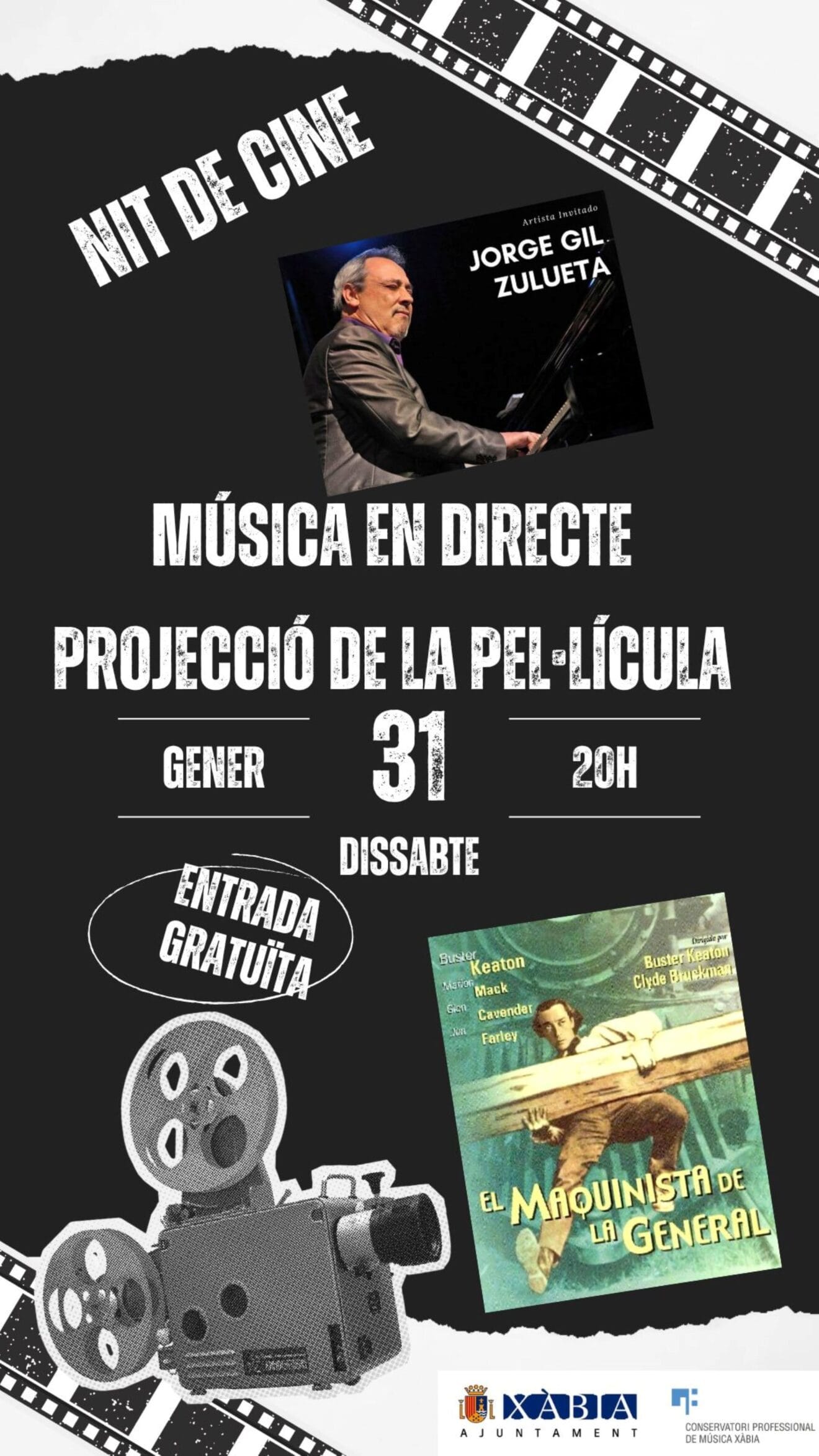 El Conservatori de Xàbia proyecta el clásico del cine mudo El maquinista de la General en una sesión especial