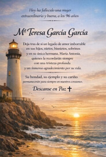 Fallecimiento de Mª Teresa García