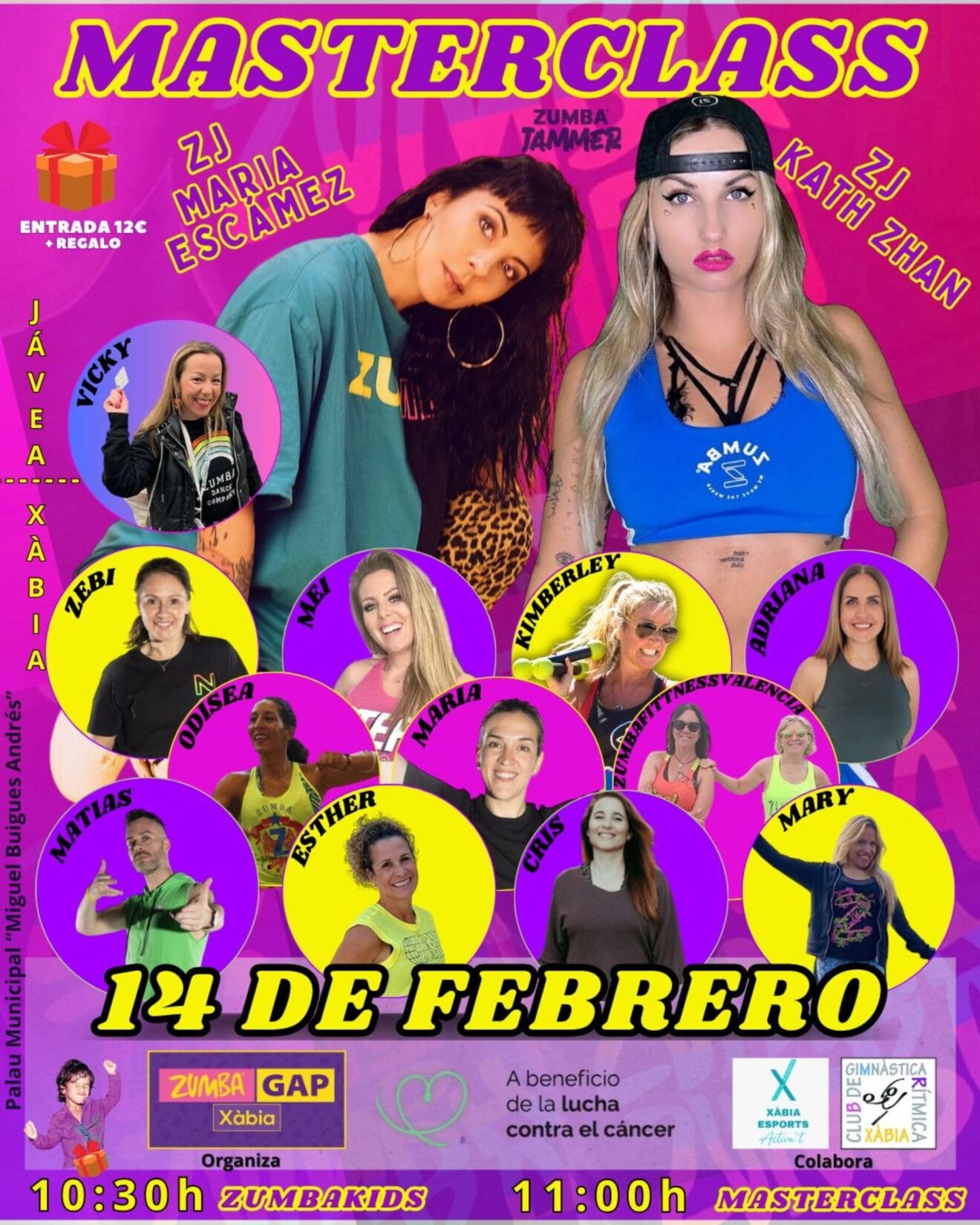 Masterclass solidaria de zumba el 14 de febrero en el Pabellón Municipal de Xàbia