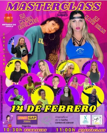 Masterclass solidaria de zumba el 14 de febrero en el Pabellón Municipal de Xàbia