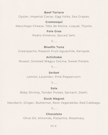 Menú de San Valentín de Restaurante Tosca inglés)