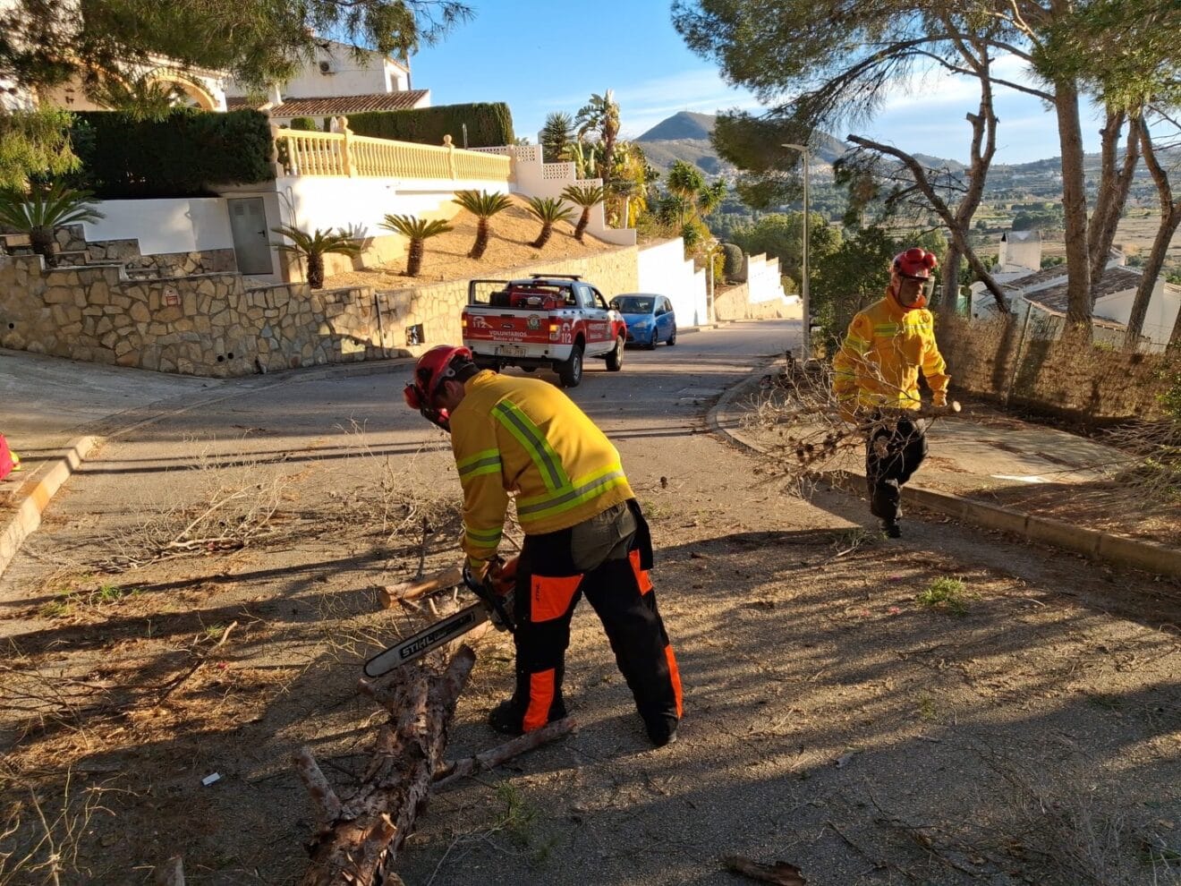 Voluntarios de Balcón al Mar retiran ramas caídas