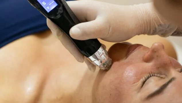 Imagem: Aplicação de biorevitalização facial na Policlã Cume para rejuvenescimento da pele.