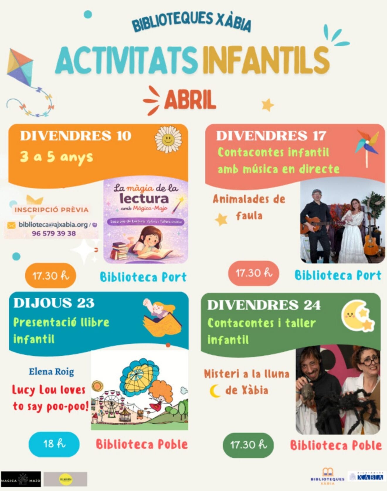 Programación infantil de abril en las bibliotecas de Xàbia