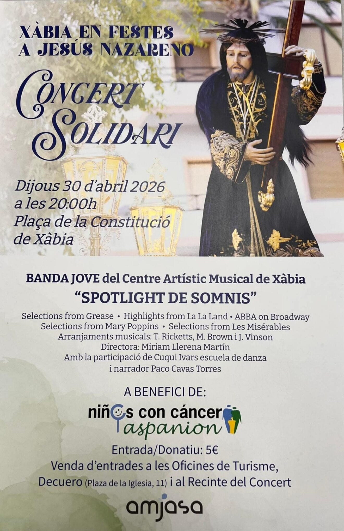 Cartel del Concierto Solidario 'Spotlight de Somnis' en Xàbia