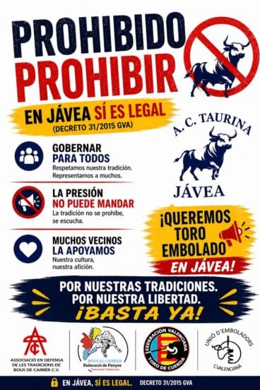 Cartel de la manifestación y petición de ACT Jávea