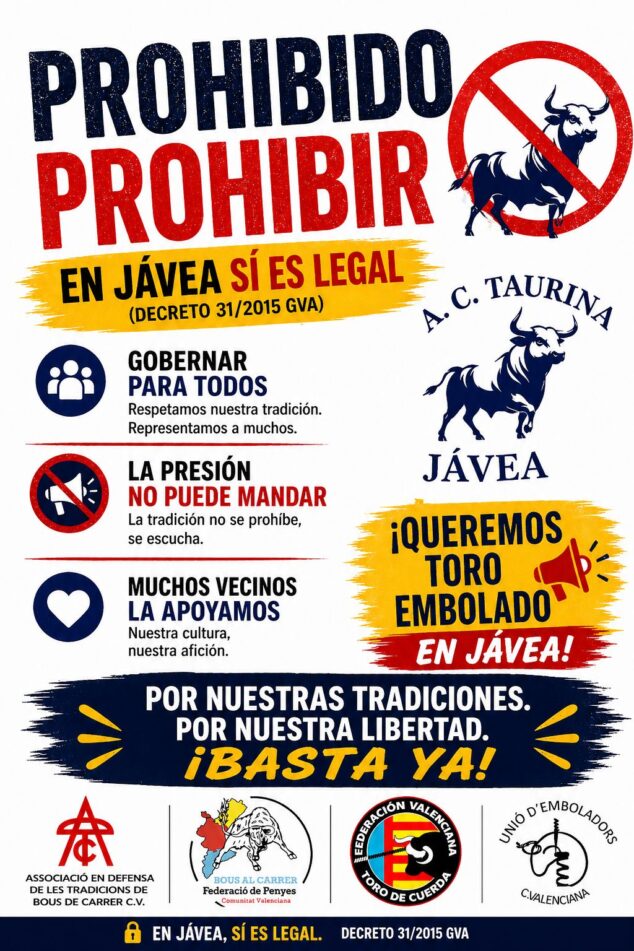 Imagen: Cartel de la manifestación y petición de ACT Jávea