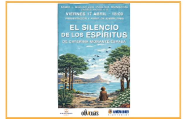 Cartel de la presentación del libro «El silencio de los espíritus» de Caterina Morante en Xàbia