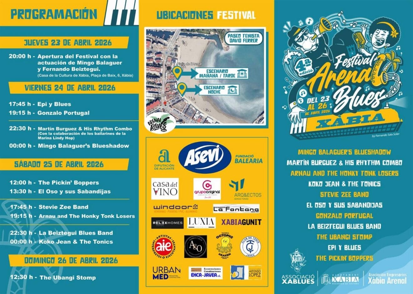 Cartel completo del Festival Arenal Blues Xàbia 2026