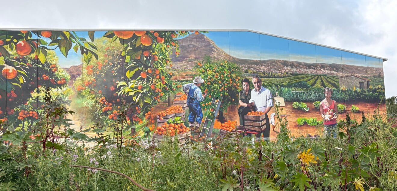 Mural de la historia agrícola de Xàbia pintado por Víctor Goikoetxea