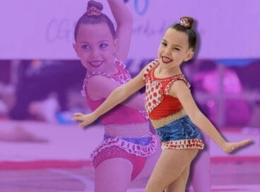 Cartel promocional de la gimnasta Iris Fernández para el Campeonato de España Base Individual Oviedo 2026, categoría Prebenjamín Base Individual, con el logo del Club Gimnàstica Rítmica Xàbia.