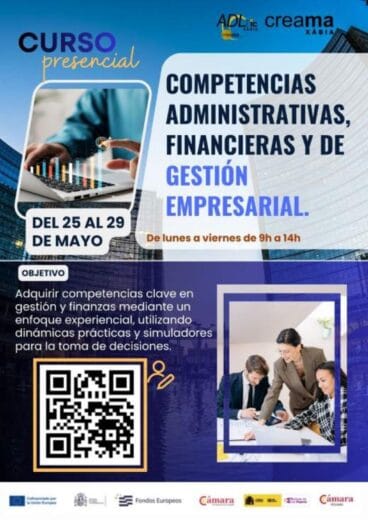 Cartel del curso gratuito de gestión empresarial en Xàbia