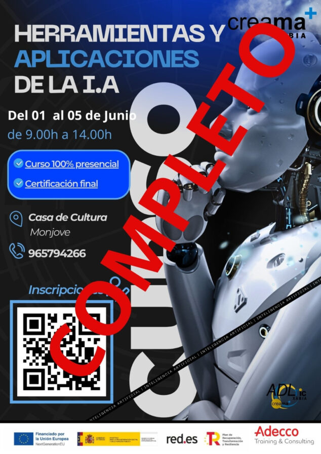 Imagen: Cartel del Curso de IA con aforo completo