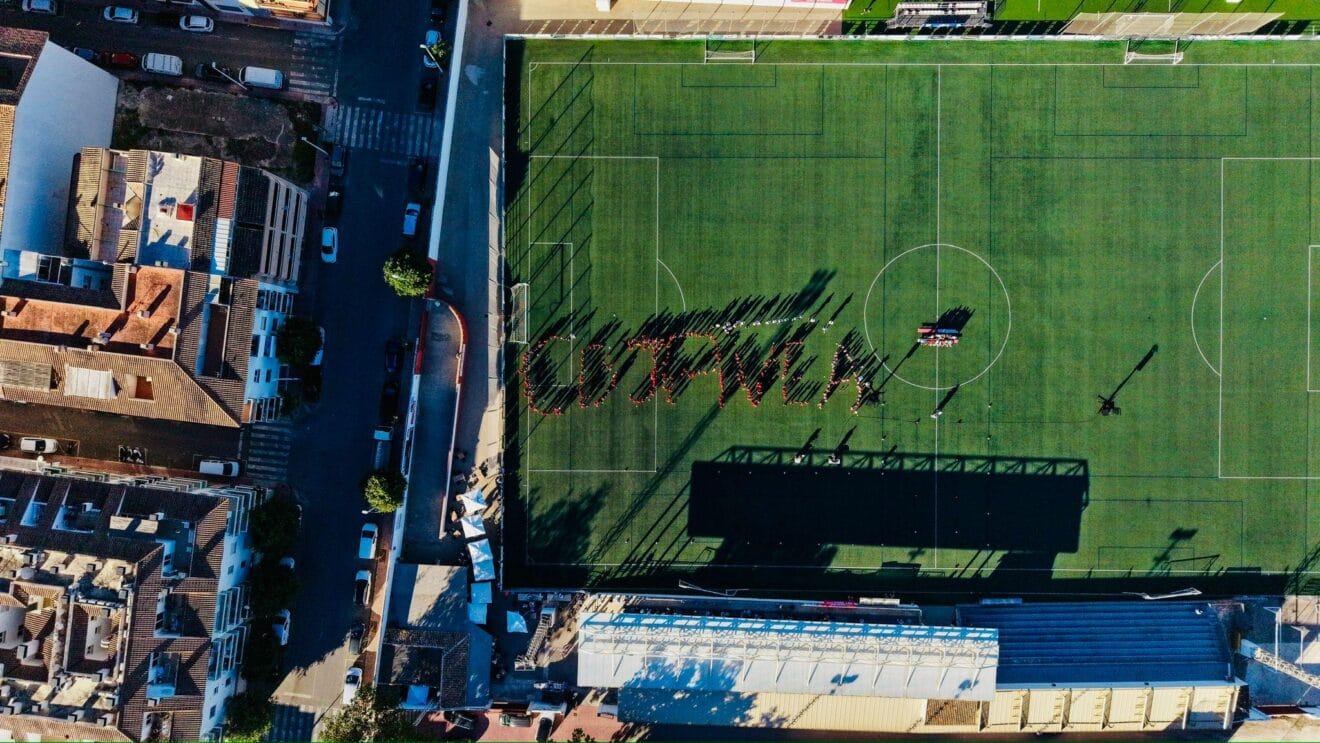 Vista aérea de la clausura de temporada del CD Jávea